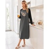 image:imageEkouaer Long Sleeve Nightgowns for Women Calf Length Sleep ShirtsDark Grey Heart