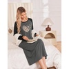 image:imageEkouaer Long Sleeve Nightgowns for Women Calf Length Sleep ShirtsDark Grey Heart