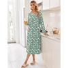 image:imageEkouaer Long Sleeve Nightgowns for Women Calf Length Sleep ShirtsGreen Floral