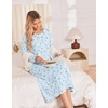 image:imageEkouaer Long Sleeve Nightgowns for Women Calf Length Sleep ShirtsLight Blue Flower
