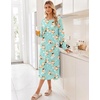 image:imageEkouaer Long Sleeve Nightgowns for Women Calf Length Sleep ShirtsLight Green Floral