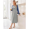 image:imageEkouaer Long Sleeve Nightgowns for Women Calf Length Sleep ShirtsLight Grey Cat
