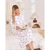 image:imageEkouaer Long Sleeve Nightgowns for Women Calf Length Sleep ShirtsPink Floral