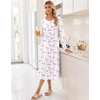 image:imageEkouaer Long Sleeve Nightgowns for Women Calf Length Sleep ShirtsPink Floral