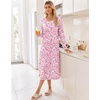 image:imageEkouaer Long Sleeve Nightgowns for Women Calf Length Sleep ShirtsPink Flower