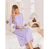 image:imageEkouaer Long Sleeve Nightgowns for Women Calf Length Sleep ShirtsPruple Floral