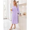 image:imageEkouaer Long Sleeve Nightgowns for Women Calf Length Sleep ShirtsPruple Floral
