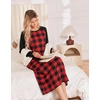 image:imageEkouaer Long Sleeve Nightgowns for Women Calf Length Sleep ShirtsRed Black Plaid