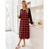 image:imageEkouaer Long Sleeve Nightgowns for Women Calf Length Sleep ShirtsRed Black Plaid