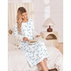 image:imageEkouaer Long Sleeve Nightgowns for Women Calf Length Sleep ShirtsWhite Floral