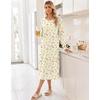 image:imageEkouaer Long Sleeve Nightgowns for Women Calf Length Sleep ShirtsYellow Floral