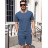 image:imageEkouaer Mens Pajamas Sets Shorts Soft Short Sleeve PjsGrey Blue