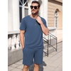 image:imageEkouaer Mens Pajamas Sets Shorts Soft Short Sleeve PjsGrey Blue