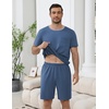 image:imageEkouaer Mens Pajamas Sets Shorts Soft Short Sleeve PjsGrey Blue