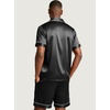 image:imageEkouaer Mens Silk Satin Pajamas Set Short Sleeve Button Up Lounge Pjs SetBlack