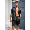 image:imageEkouaer Mens Silk Satin Pajamas Set Short Sleeve Button Up Lounge Pjs SetBlack Leopard