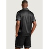 image:imageEkouaer Mens Silk Satin Pajamas Set Short Sleeve Button Up Lounge Pjs SetBlack Leopard