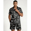 image:imageEkouaer Mens Silk Satin Pajamas Set Short Sleeve Button Up Lounge Pjs SetBlack Panther