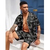 image:imageEkouaer Mens Silk Satin Pajamas Set Short Sleeve Button Up Lounge Pjs SetBlack Panther
