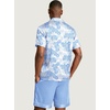 image:imageEkouaer Mens Silk Satin Pajamas Set Short Sleeve Button Up Lounge Pjs SetBlue Botanical Print
