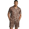 image:imageEkouaer Mens Silk Satin Pajamas Set Short Sleeve Button Up Lounge Pjs SetBrown Leopard