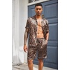 image:imageEkouaer Mens Silk Satin Pajamas Set Short Sleeve Button Up Lounge Pjs SetBrown Leopard