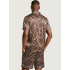 image:imageEkouaer Mens Silk Satin Pajamas Set Short Sleeve Button Up Lounge Pjs SetBrown Leopard