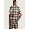 image:imageEkouaer Mens Silk Satin Pajamas Set Short Sleeve Button Up Lounge Pjs SetBrown Plaid