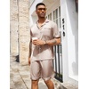 image:imageEkouaer Mens Silk Satin Pajamas Set Short Sleeve Button Up Lounge Pjs SetChampagne