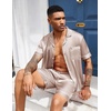 image:imageEkouaer Mens Silk Satin Pajamas Set Short Sleeve Button Up Lounge Pjs SetChampagne