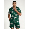 image:imageEkouaer Mens Silk Satin Pajamas Set Short Sleeve Button Up Lounge Pjs SetDeep TealTiger