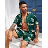 image:imageEkouaer Mens Silk Satin Pajamas Set Short Sleeve Button Up Lounge Pjs SetDeep TealTiger