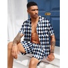 image:imageEkouaer Mens Silk Satin Pajamas Set Short Sleeve Button Up Lounge Pjs SetDiamond Pattern