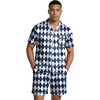 image:imageEkouaer Mens Silk Satin Pajamas Set Short Sleeve Button Up Lounge Pjs SetDiamond Pattern