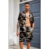 image:imageEkouaer Mens Silk Satin Pajamas Set Short Sleeve Button Up Lounge Pjs SetGold Tropical Print