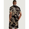 image:imageEkouaer Mens Silk Satin Pajamas Set Short Sleeve Button Up Lounge Pjs SetGold Tropical Print