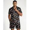 image:imageEkouaer Mens Silk Satin Pajamas Set Short Sleeve Button Up Lounge Pjs SetHalloween Black