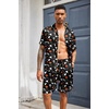image:imageEkouaer Mens Silk Satin Pajamas Set Short Sleeve Button Up Lounge Pjs SetHalloween Black