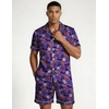 image:imageEkouaer Mens Silk Satin Pajamas Set Short Sleeve Button Up Lounge Pjs SetHalloween Purple