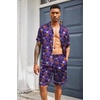 image:imageEkouaer Mens Silk Satin Pajamas Set Short Sleeve Button Up Lounge Pjs SetHalloween Purple