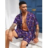 image:imageEkouaer Mens Silk Satin Pajamas Set Short Sleeve Button Up Lounge Pjs SetHalloween Purple