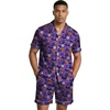 image:imageEkouaer Mens Silk Satin Pajamas Set Short Sleeve Button Up Lounge Pjs SetHalloween Purple