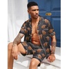 image:imageEkouaer Mens Silk Satin Pajamas Set Short Sleeve Button Up Lounge Pjs SetLeopard Yak