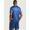 image:imageEkouaer Mens Silk Satin Pajamas Set Short Sleeve Button Up Lounge Pjs SetNavy Blue