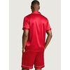 image:imageEkouaer Mens Silk Satin Pajamas Set Short Sleeve Button Up Lounge Pjs SetRed