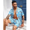 image:imageEkouaer Mens Silk Satin Pajamas Set Short Sleeve Button Up Lounge Pjs SetSerene Blue