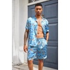 image:imageEkouaer Mens Silk Satin Pajamas Set Short Sleeve Button Up Lounge Pjs SetSerene Blue
