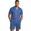 image:imageEkouaer Mens Silk Satin Pajamas Set Short Sleeve Button Up Lounge Pjs SetSlate Blue