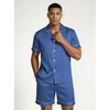 image:imageEkouaer Mens Silk Satin Pajamas Set Short Sleeve Button Up Lounge Pjs SetSlate Blue