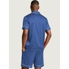 image:imageEkouaer Mens Silk Satin Pajamas Set Short Sleeve Button Up Lounge Pjs SetSlate Blue